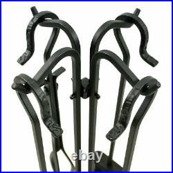 5 Piece Black Wrought Iron Tool Set with Crook Handles F-T18070BK