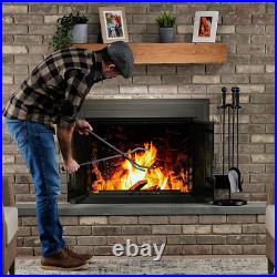 5-Piece Brushed Black Finish Fireplace Tools Set Includes Stand, Poker, Shovel