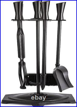 5-Piece Fireplace Tool Set, Black Paint Solid Steel Fireplace Tool Set, Fireplac