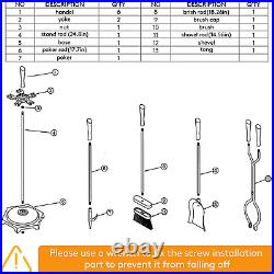 5-Piece Fireplace Tool Set, Black Paint Solid Steel Fireplace Tool Set, Fireplac