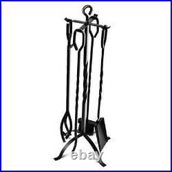 5-Piece Fireplace Tools Set 31'', Heavy Duty Wrought Iron Fire Place Toolset