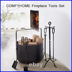 5-Piece Fireplace Tools Set 31'' Heavy Duty Wrought Iron Fire Place Toolset w