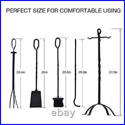 5-Piece Fireplace Tools Set 31'' Heavy Duty Wrought Iron Fire Place Toolset w