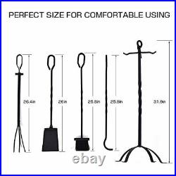 5-Piece Fireplace Tools Set 31'' Heavy Duty Wrought Iron Fire Place Toolset w