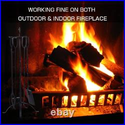 5-Piece Fireplace Tools Set 31'', Heavy Duty Wrought Iron Fire Place Toolset wit