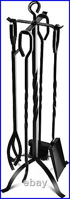 5-Piece Fireplace Tools Set 31'' Heavy Duty Wrought Iron Fire Place Toolset with