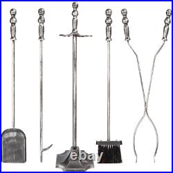 5-Piece Fireplace and Fire Pit Iron Tool Set