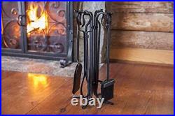 5 Piece Hand Forged Iron Compact Fireplace Tool Set Poker Tongs Shovel