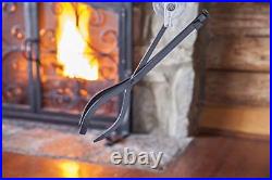 5 Piece Hand Forged Iron Compact Fireplace Tool Set Poker Tongs Shovel