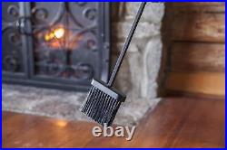 5 Piece Hand Forged Iron Compact Fireplace Tool Set Poker Tongs Shovel B