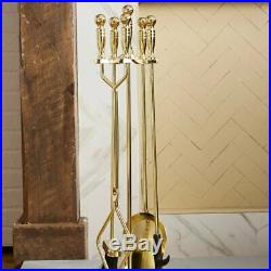5 Piece Iron Fireplace Tool Set Polished brass Wipe+ a clean cloth Hot Winter