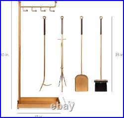 5-Piece Modern Contemporary Fireplace Tool Set for Indoor Fireplace Décor, Outdo