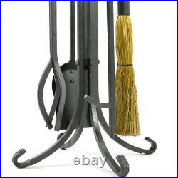 5 Piece Olde World Iron Fireplace Tool Set with Crook Handles F-1181