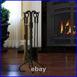 5 Piece Olde World Iron Ring and Swirl Fireplace Tools