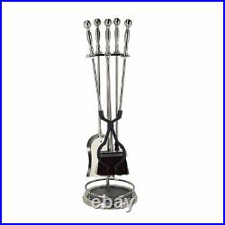 5 Piece Pewter Fireplace Tool Set