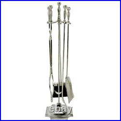 5 Piece Satin Pewter Fireplace Tool Set F-7547