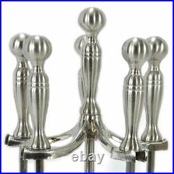 5 Piece Satin Pewter Fireplace Tool Set F-7547