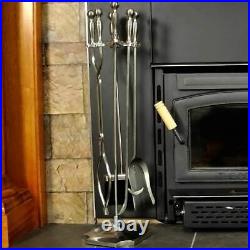 5 Piece Satin Pewter Fireplace Tool Set F-7547