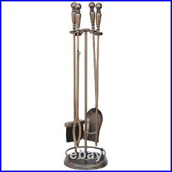 5 Piece Venetian Bronze Fireplace Tool Set with Ball Handles F-1629