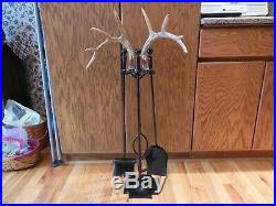 5 Piece Whitetail Deer Antler Fireplace Tool Set