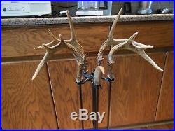 5 Piece Whitetail Deer Antler Fireplace Tool Set Display