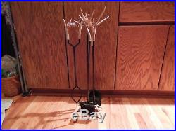 5 Piece Whitetail Deer Antler Fireplace Tool Set Display Xmas Gift