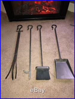 5-Piece Wrought Iron 28 Hand Tooled Durable Heavy Duty Fireplace Tool Set