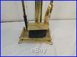 5 Piece fireplace tool Quality set Poker Brush SHovel Polished brass Duck Goose