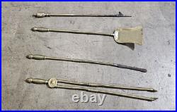 5 Pieces Empire Style Fireplace Brass Tool Set Pawfoot Corner Holder