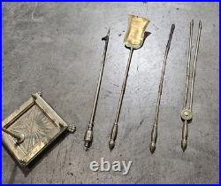 5 Pieces Empire Style Fireplace Brass Tool Set Pawfoot Corner Holder