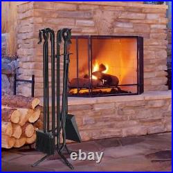 5 Pieces Fireplace Iron Standing Tools Set Color Black