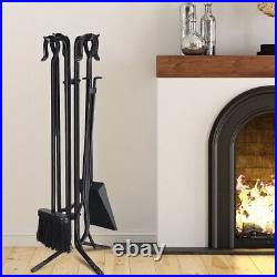 5 Pieces Fireplace Iron Standing Tools Set Color Black