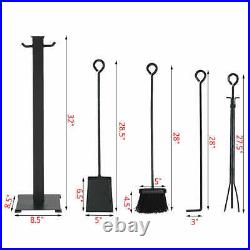 5 Pieces Fireplace Tools Set Iron Fire Place Tool Stand Hearth Accessories