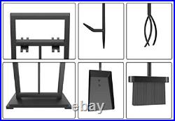 5 Pieces Fireplace Tools Set Wrought Iron Fire Place Pit Poker Holder(Black)