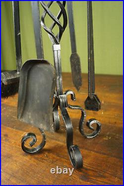 60er Vintage Fireside Set Fireplace Tool Sweeper Retro Ofenbesteck Wrought Iron