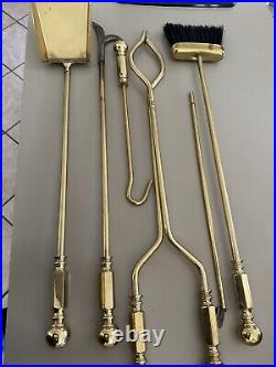 7 piece solid brass fireplace tool set