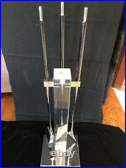 70's Chrome Lucite Fireplace Tool Set with Black Resin handles Alessandro Albrizzi