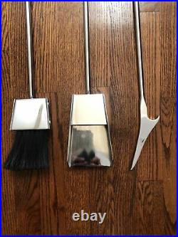 70's Chrome Lucite Fireplace Tool Set with Black Resin handles Alessandro Albrizzi