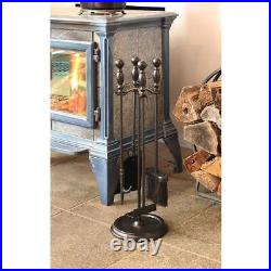 ACHLA DESIGNS 24 Bolton Mini Fireplace Tool Set with Tool Stand Black 5-Piece