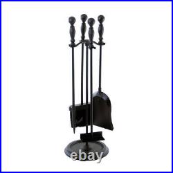 ACHLA DESIGNS 24 Bolton Mini Fireplace Tool Set with Tool Stand Black 5-Piece