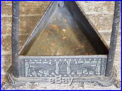 Antique Victorian Old Cast Iron Egyptian Revival Aesthetic Fireplace Tool Set
