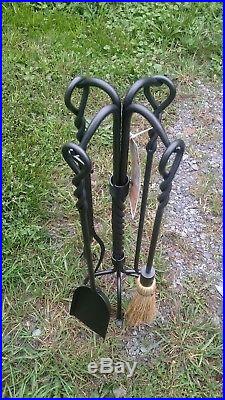 Achla Designs Twisted Rope Fireplace Tool Set WR-29 Wrought Iron Vintage look