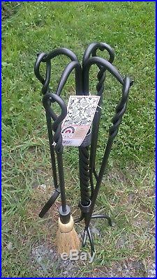 Achla Designs Twisted Rope Fireplace Tool Set WR-29 Wrought Iron Vintage look