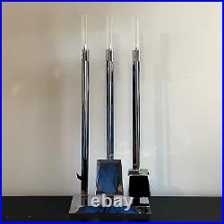 Alessandro Albrizzi FIREPLACE SET TOOLS Lucite Chrome Space Age Modern Chic