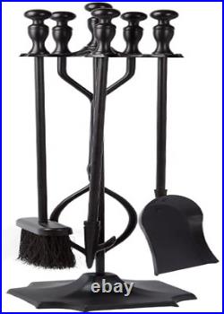 Amagabeli 5 Pcs Fireplace Tools Sets Black Handle Wrought Iron Large Fire Tool S