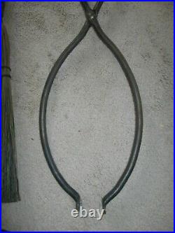 Antique 1908 Wrought Iron 6-Piece FIREPLACE TOOL SET Wall Hung. Beautiful Patina