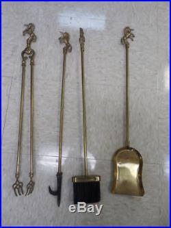 Antique 5 Pc. Brass Unicorn Fireplace Tool Set