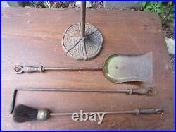 Antique ARTS & CRAFTS MISSION ERA Fireplace Tools. 4 piece Set. Marked 714