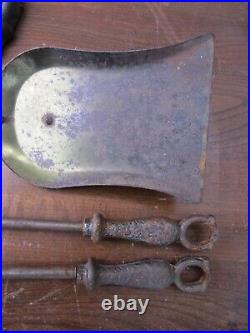 Antique ARTS & CRAFTS MISSION ERA Fireplace Tools. 4 piece Set. Marked 714