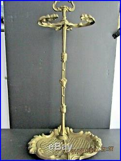 Antique Art Nouveau Solid Brass/bronze-ornate Fireplace Tools 4 Pcs. Set-stunning